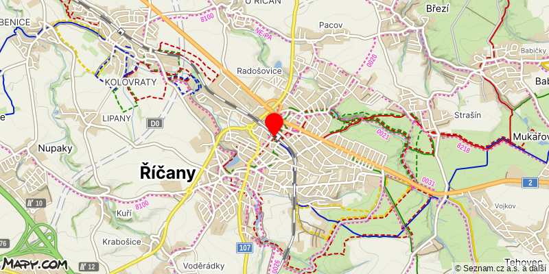 Mapa k akci Okolím Říčan – 50. rovnoběžka