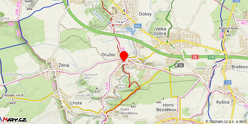Mapa k akci Zimní Družecká šlápota