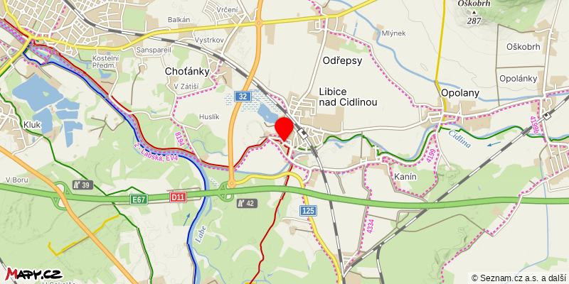 Mapa k akci Zimním Polabím
