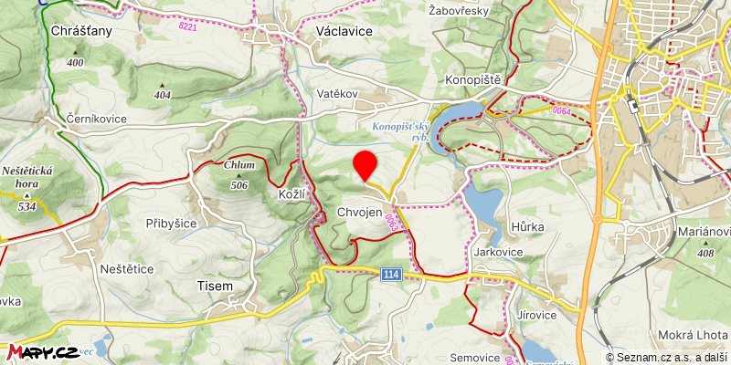 Mapa k akci Sejdeme se na Chvojně, memoriál Jaromíra Maška