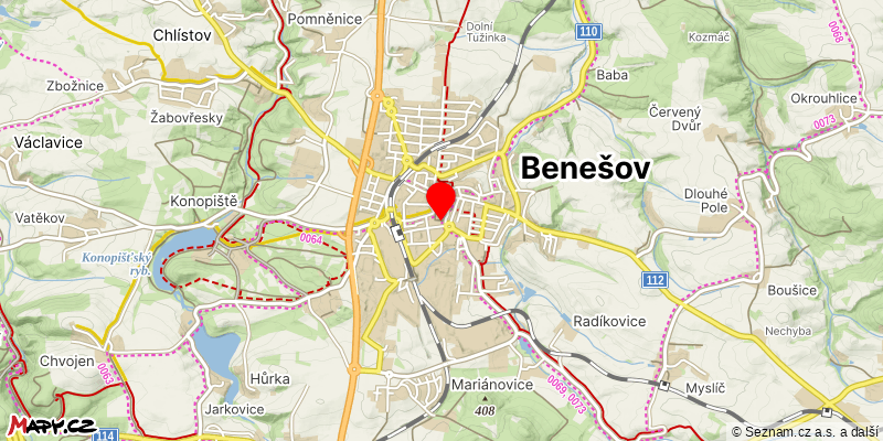 Mapa k akci Benešovské toulky