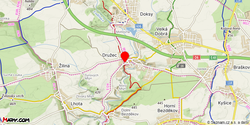 Mapa k akci Jarní Družecká šlápota