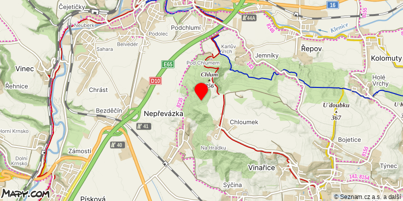 Mapa k akci Zimní přechod Chlumu