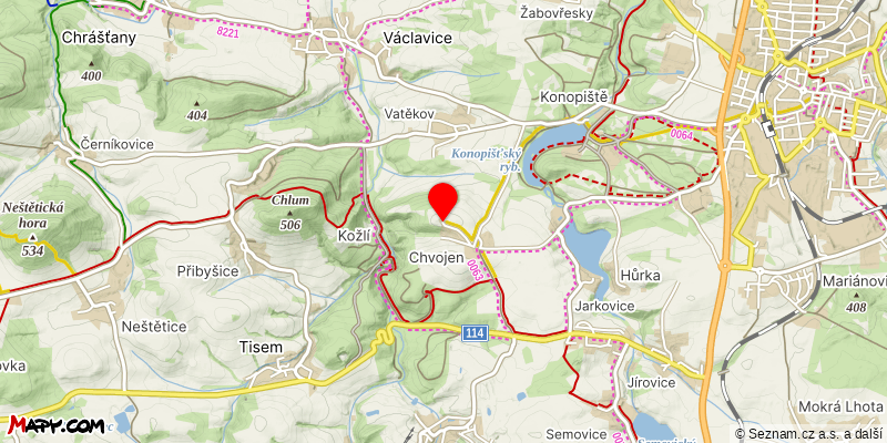 Mapa k akci Sejdeme se na Chvojně, memoriál Jaromíra Maška