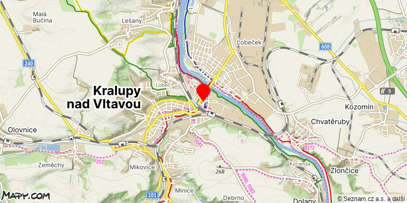 Mapa k akci Dvořákova Nelahozeves