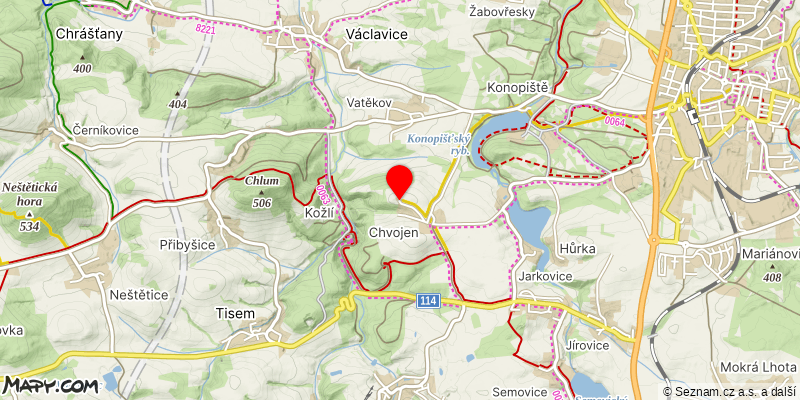 Mapa k akci Sejdeme se na Chvojně, memoriál Jaromíra Maška